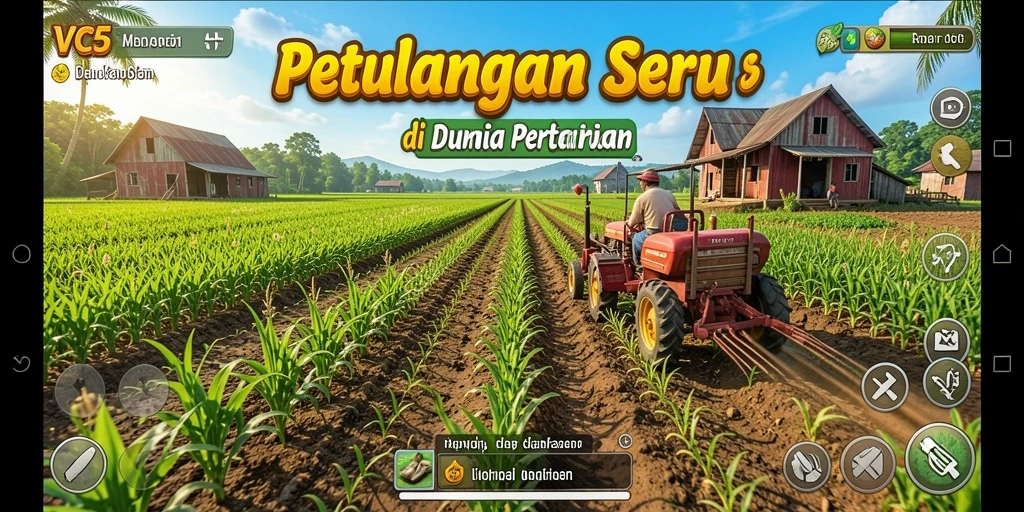 Tampilan gameplay VC5 menunjukkan aktivitas bertani yang seru dan menarik.